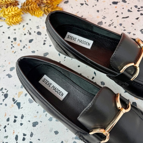 NEW Steve Madden Carrine Black Horsebit Women’s Leather Slip On Loafers Sz 7.5 - Picture 9 of 10